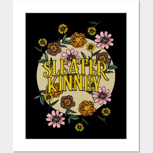 Sleater Kinney Name Personalized Flower Retro Floral 80s 90s Name Style Posters and Art